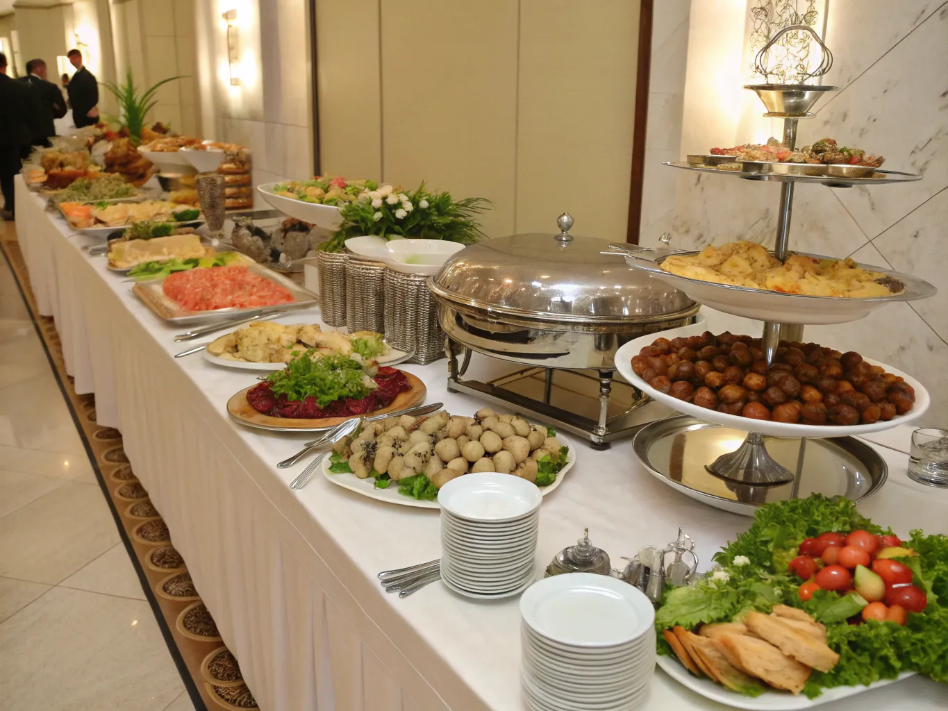 Lavish buffet setup with various dishes